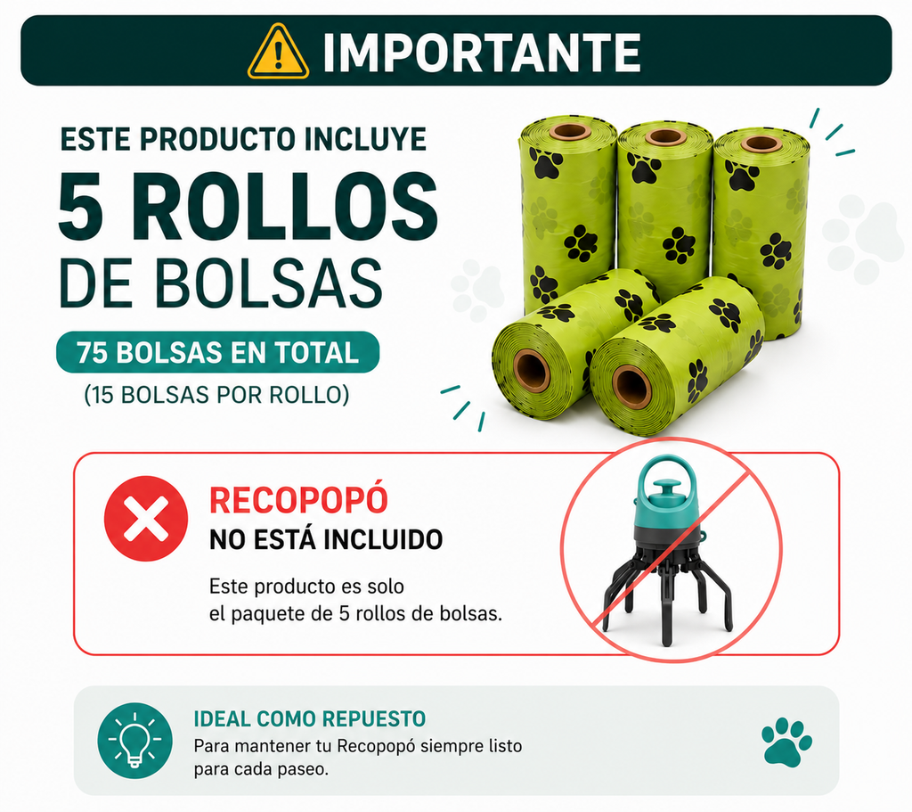 5 Rollos de Bolsas para RecoPopó